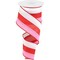2.5" Tricolor Striped Ribbon: White, Pink, and Red (10 Yards)